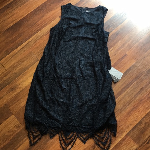 Sharagano Sleeveless Lace Scallop Hem Dress - Picture 3 of 10